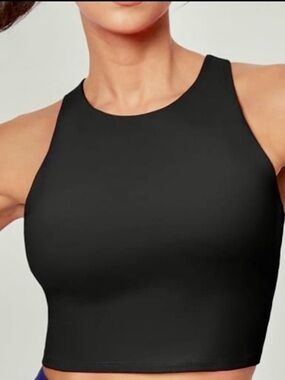 MTA Sport Black High-Neck Crop Sports Bra